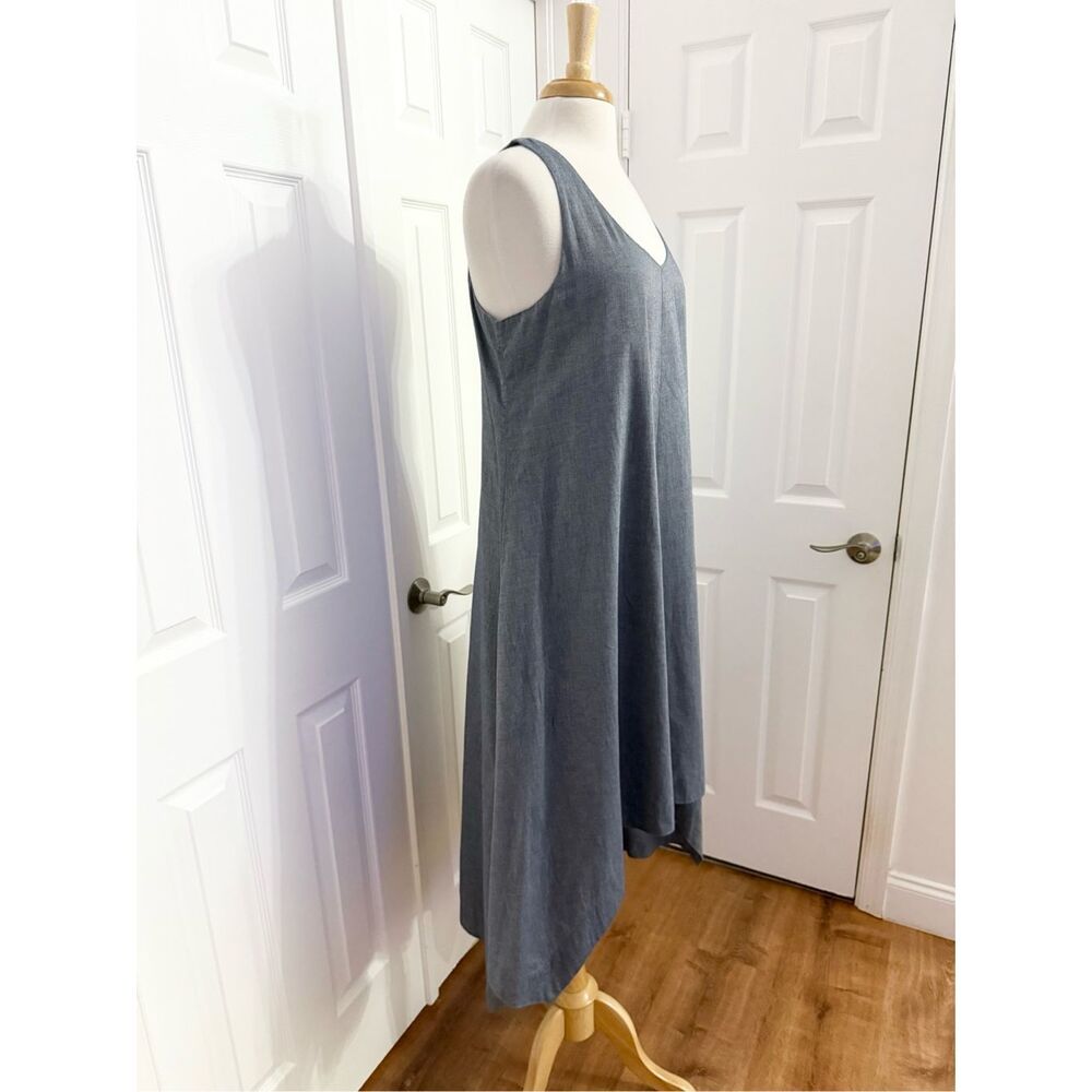 The Fisher Project Eileen Fisher Trapeze Racerback Chambray Shift Dress M - Picture 2 of 5
